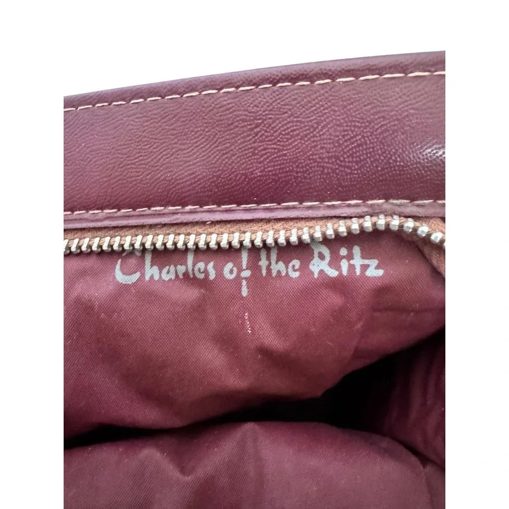 Vintage Charles of the Ritz CR Monogrammed‎ Women's Cosmetic Pouch Maroon Zipper